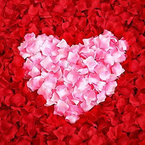 ocharzy 1000 PCS Rose Petals Fake Rose Petals for Romantic Night, Wedding Flower Decoration, Party, Events (Dark Red)