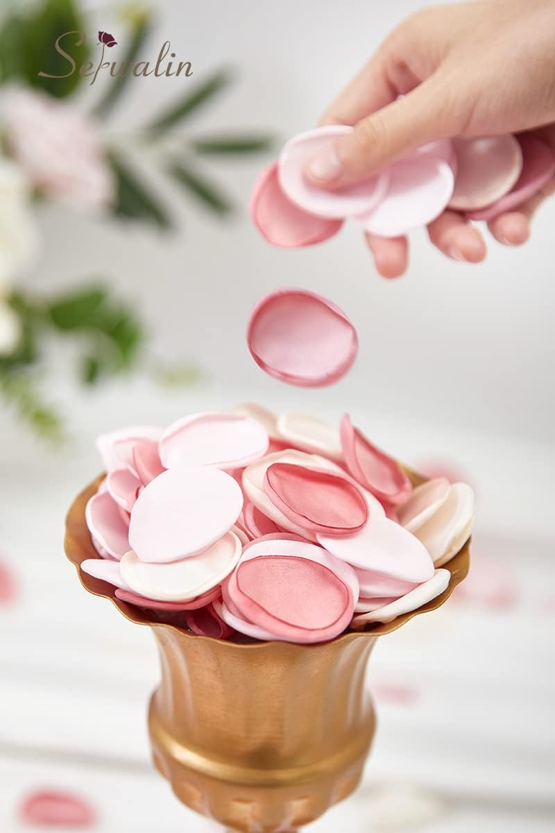 Serwalin 300Pcs Silk Rose Petals Flower Petals for Weddings Blush Pink Petals Fake Petals for Proposal Aisle Flower Girl Basket Bridal Shower Table Decor (3 Color Mixes)