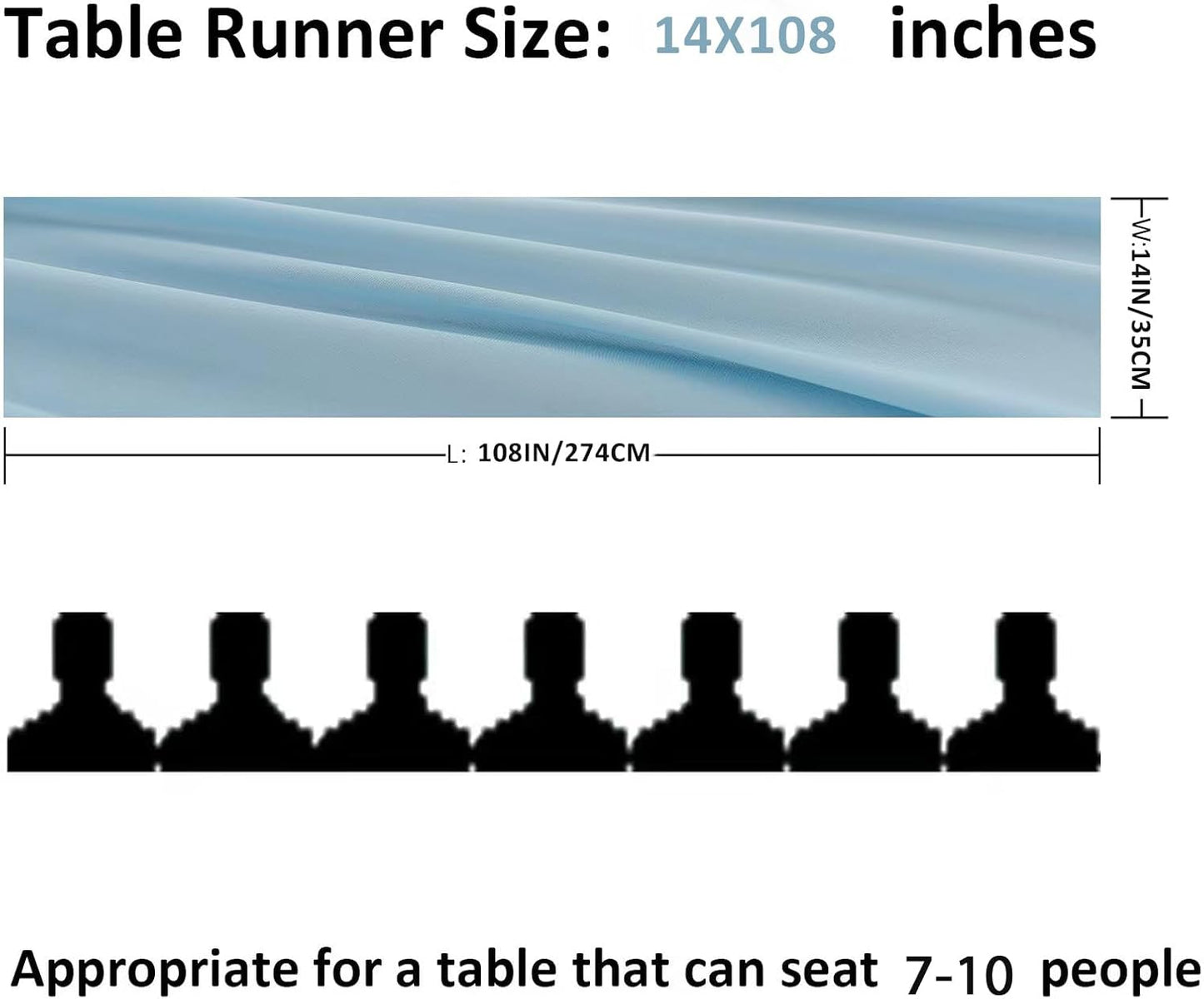 12Pack 9ft Chiffon Table Runner 14x108 Inch Sheer Romantic Table Runner for Wedding Birthday Party Bridal Shower Outdoor Decoration-Blue Mist