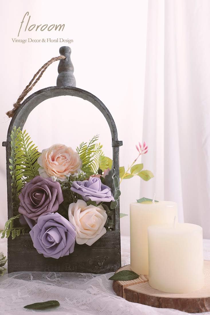 Floroom Artificial Flowers 25pcs Real Looking Rosy Brown Foam Fake Roses with Stems for DIY Wedding Bouquets Bridal Shower Centerpieces Floral Arrangements Party Tables Home Decorations