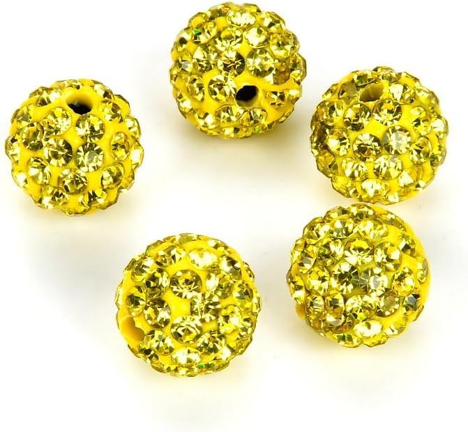 100pcs Adabele Grade A Suncatcher Crystal Rhinestone Pave Loose Beads 12mm Citrine Yellow Polymer Clay Disco Ball Spacers Compatible with Shamballa All Craft Jewelry Making DB12-29
