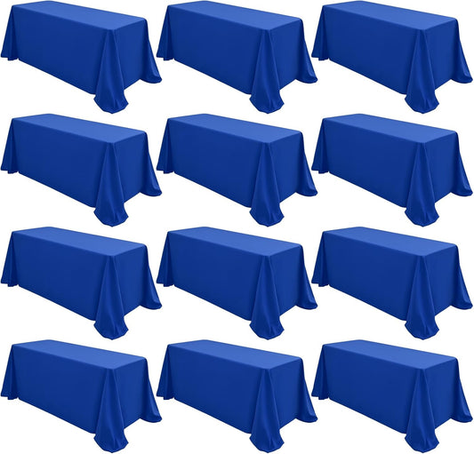 12 Packs 90 x 132 Inch Tablecloth, Royal Blue Polyester Table Cloth for 6ft Rectangle Tables,Washable Fabric TableCover for Wedding Banquets Parties Buffet Dining Table