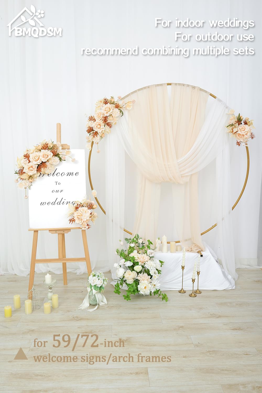 Pack of 2 Faux Flowers,Wedding Arch Flowers,Wisteria Hanging Flowers,Flower Garland Be Suited to Aisle Decorations for Wedding Ceremony(New Champagne)