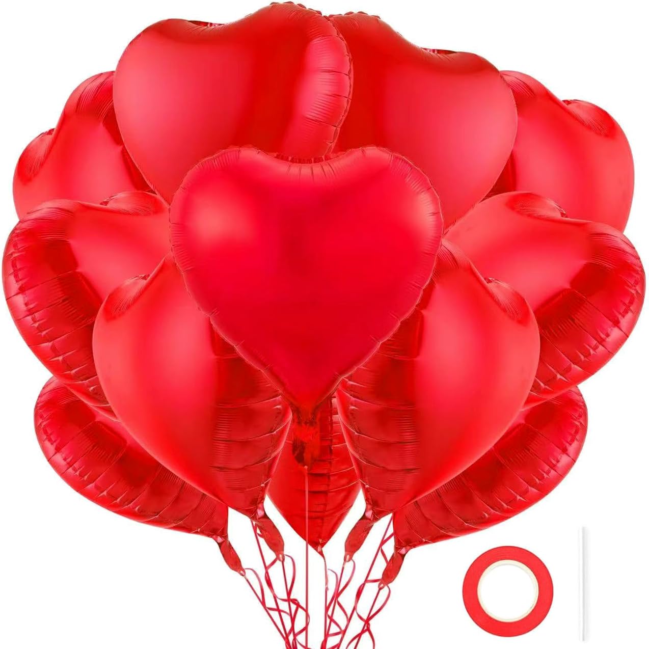 12Pcs Red Heart Balloons, 18 Inch, Love Balloons for Valentine's Day, Wedding, Birthday Decorations