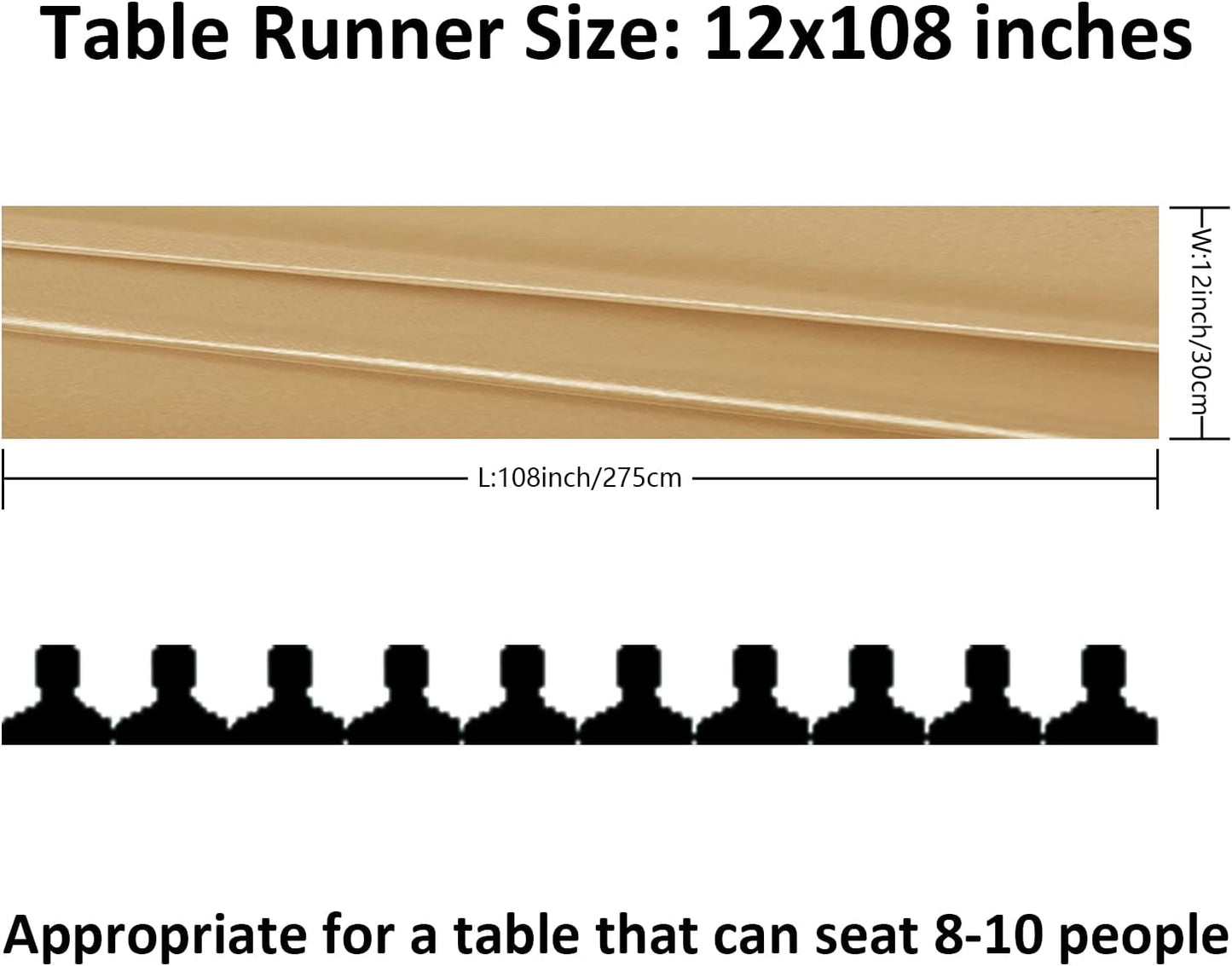 12Pack Table Runner 12 x 108 Inches Satin Silk Table Runner for Wedding, Birthday Party, Banquets, Graduations Decoration, fit Rectange and Round Table-Champagne