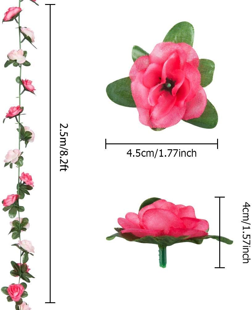 Miracliy 9Pcs 74FT Pink Flower Garland Artificial Rose Arch Vines Fake Spring Floral Garland for Flower Wall Backdrop Wedding Mothers Day Garden Tea Party Decoration