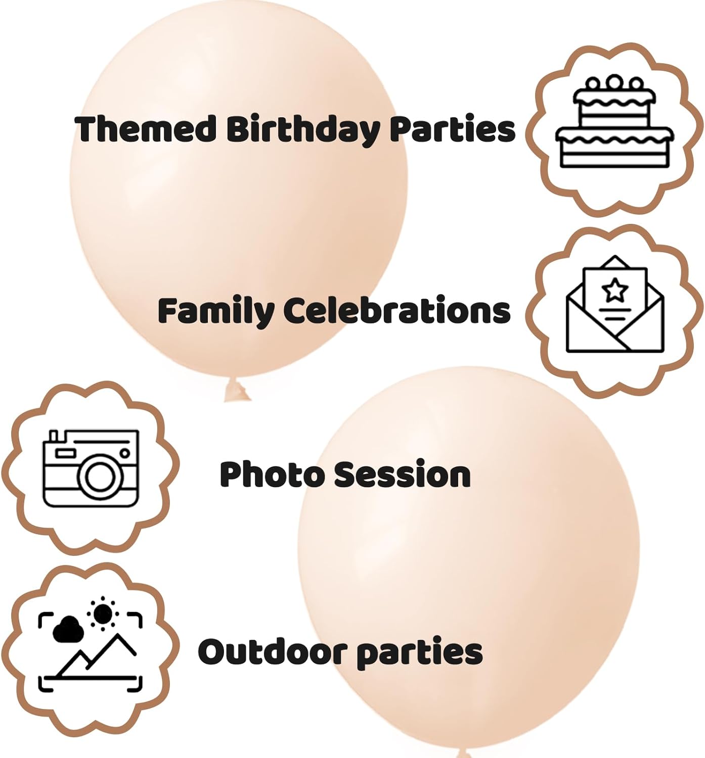 110pcs Nude Balloon 12 inch, Beige Latex Balloons for Birthday Party Baby Shower Wedding(with 2 Ribbons).