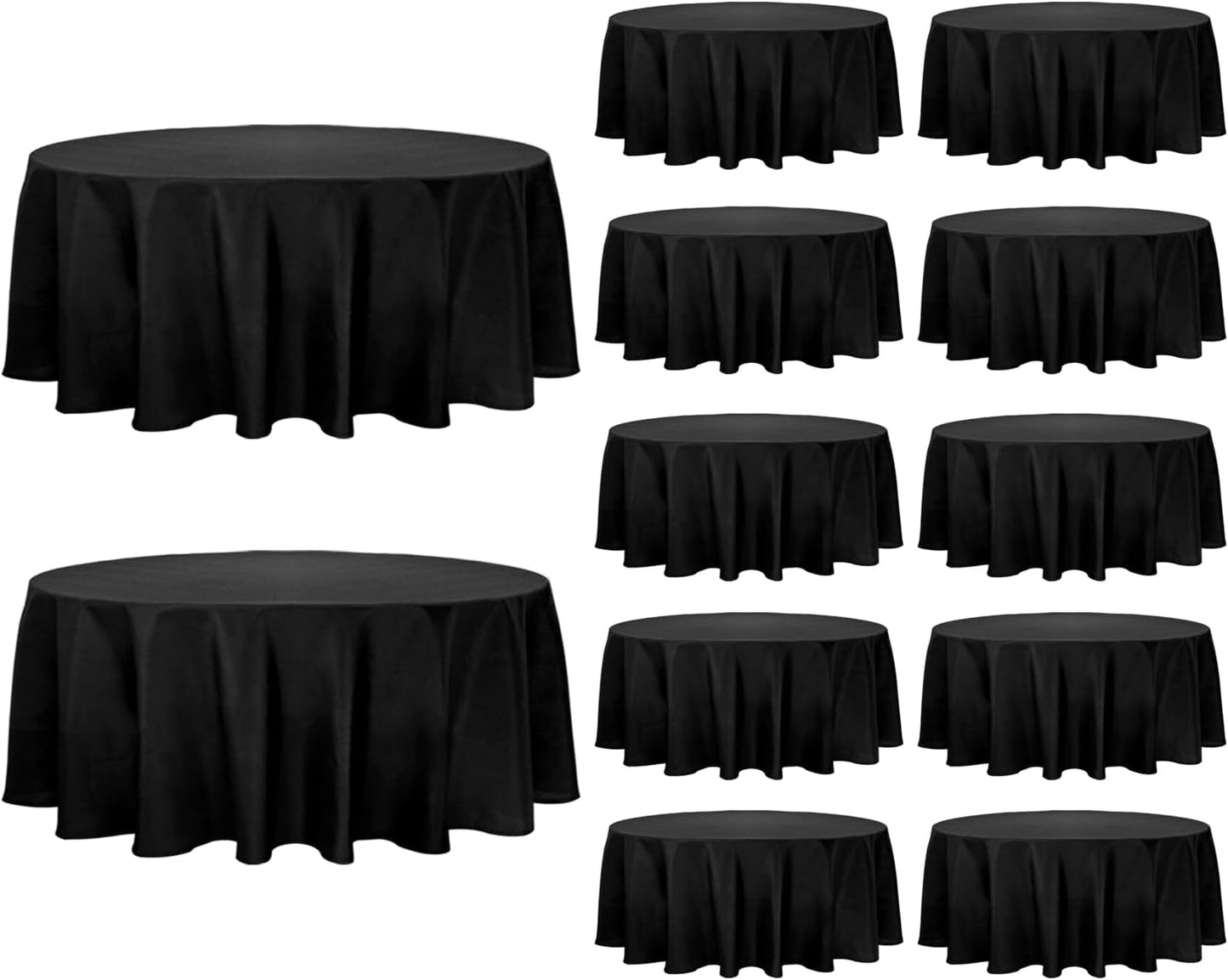 12 Pack Black Round Tablecloth 90 Inch Round Table Covers Bulk Washable Polyester Fabric Round Table Clothes for Wedding Party Reception Banquet Buffet Restaurant (Black, 90 Inch)