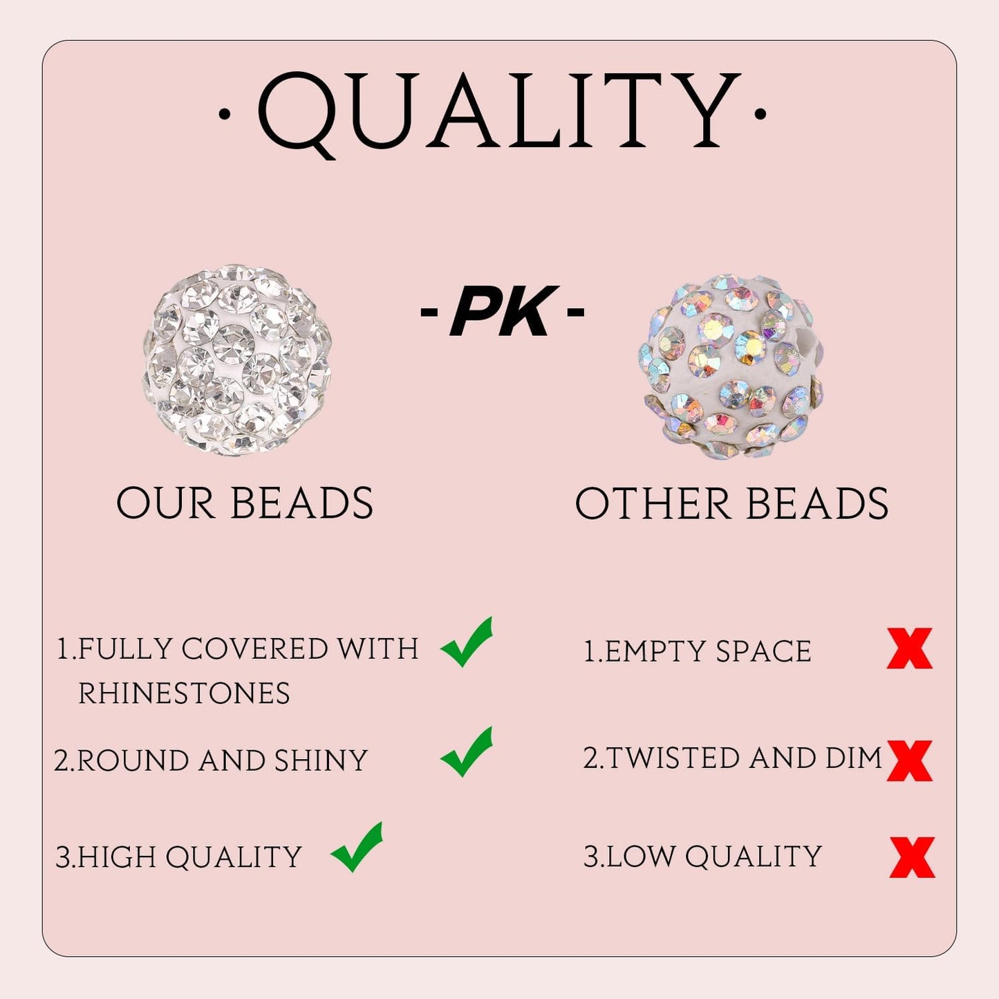 100pcs 10mm Rhinestone Beads for Jewelry Making, Pink AB Shiny Round Shamballa Disco Beads Bulk, Sparkle Crystal Clay Christmas for Bracelet Baseball Necklace Earring Crafting and DIY