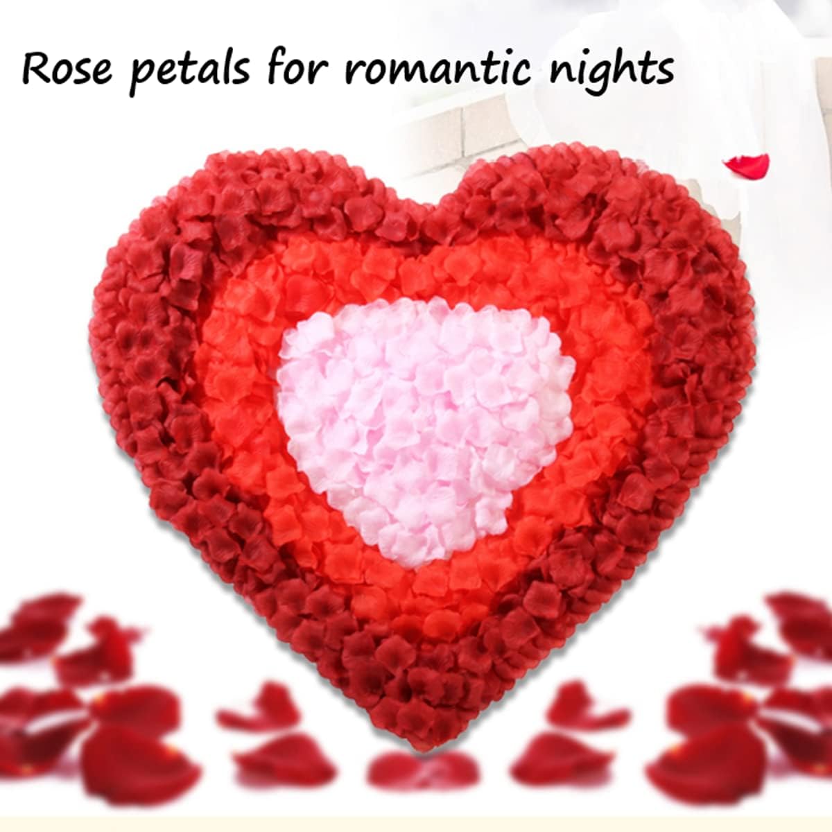 ocharzy 3000 PCS Red Rose Petals, Artificial Silk Flower Rose Petals, Fake Rose Petals for Wedding Decorations, Romantic Night, Proposal, Anniversary,Parties, Events
