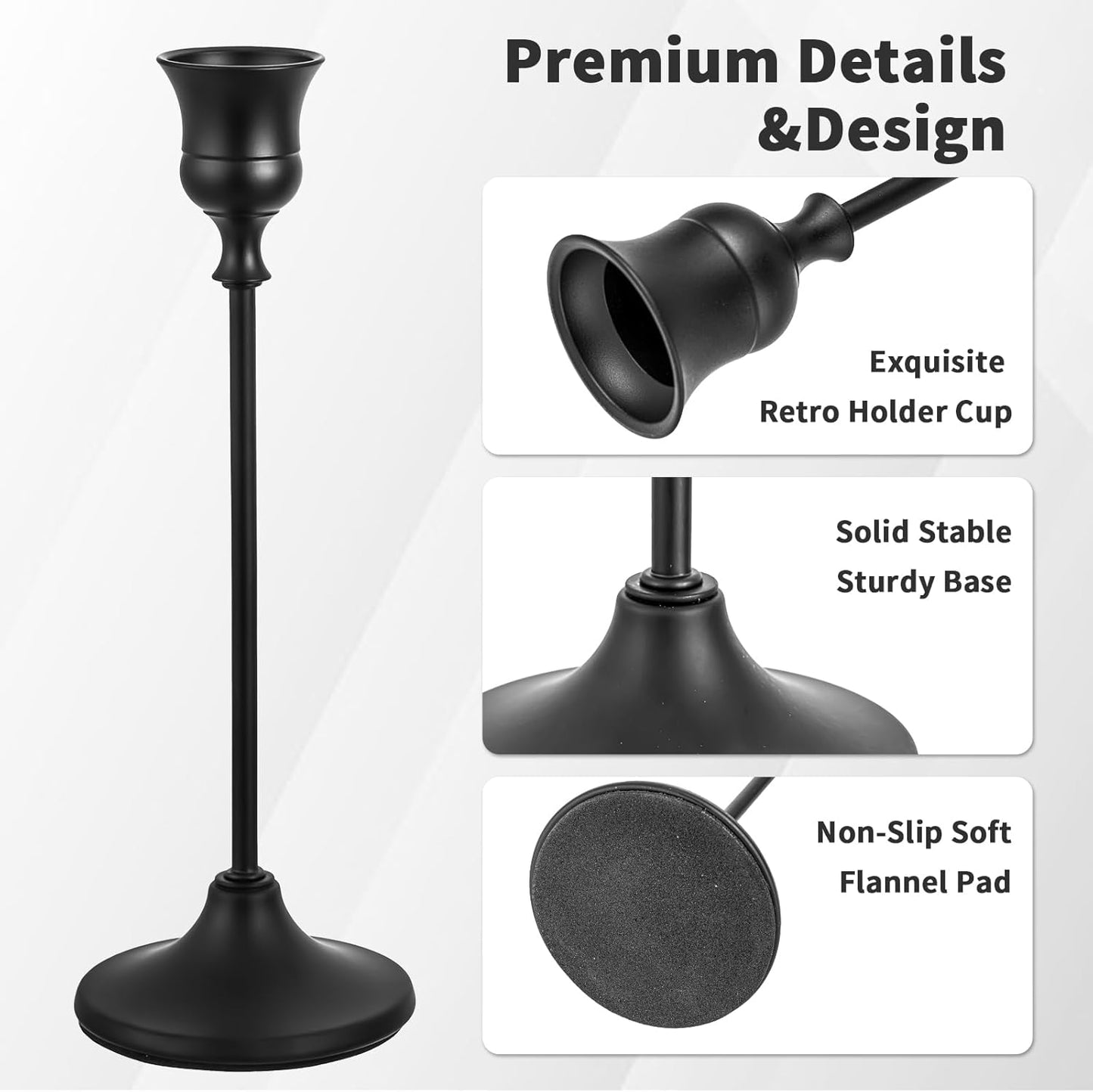 CHILL RECIPE Black Candlestick Holder Tall Taper Candle Holder for Home Decor Table Centerpiece Party Festival Decorations Halloween Decoration (2 Set 6Pcs)