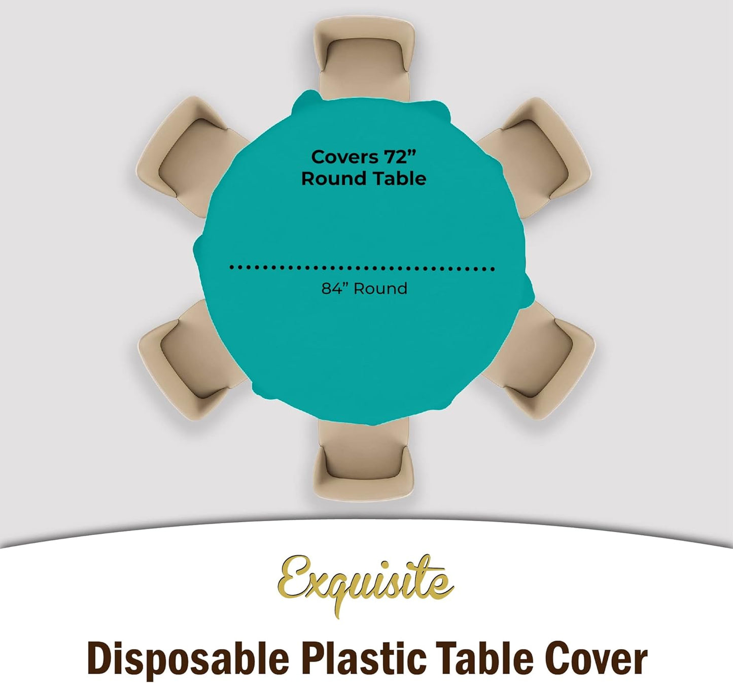 12-Pack Premium Plastic Tablecloth 84in. Round Table Cover - Teal
