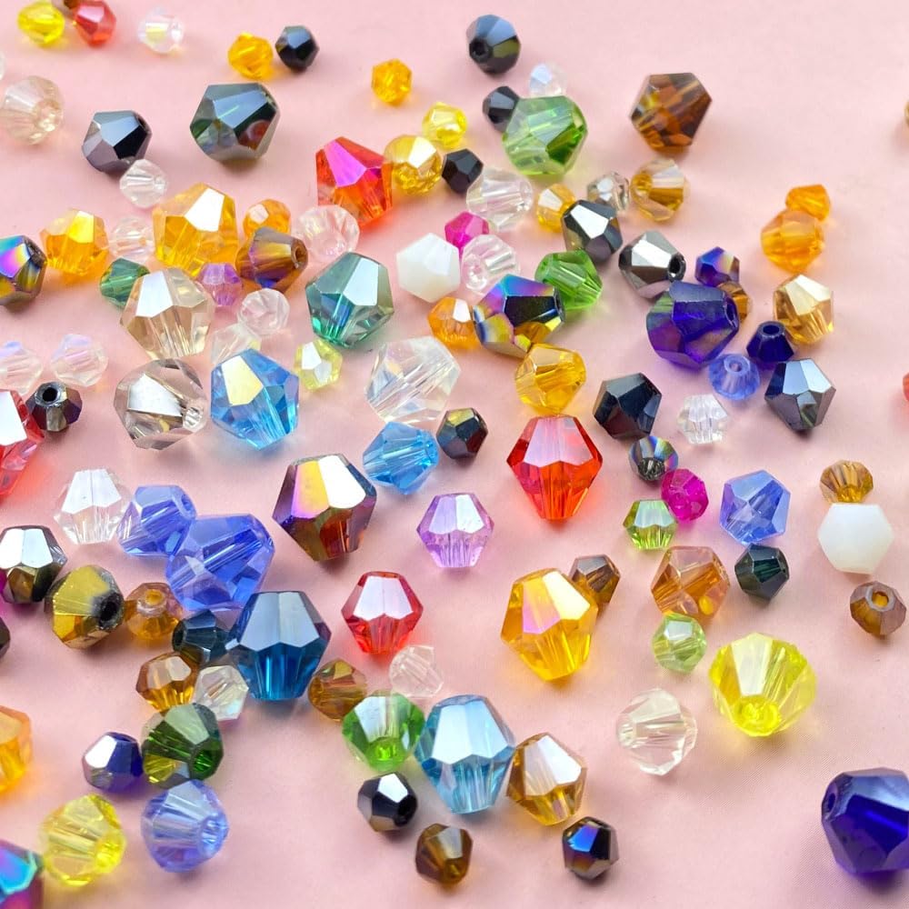 100pcs 8mm Bicone Crystal Glass Beads Loose Spacer Beads Faceted Craft Beads for Jewelry Making DIY Necklace Bracelet Earring Wind Chimes Suncatchers Ornamen(Transparent Gray)