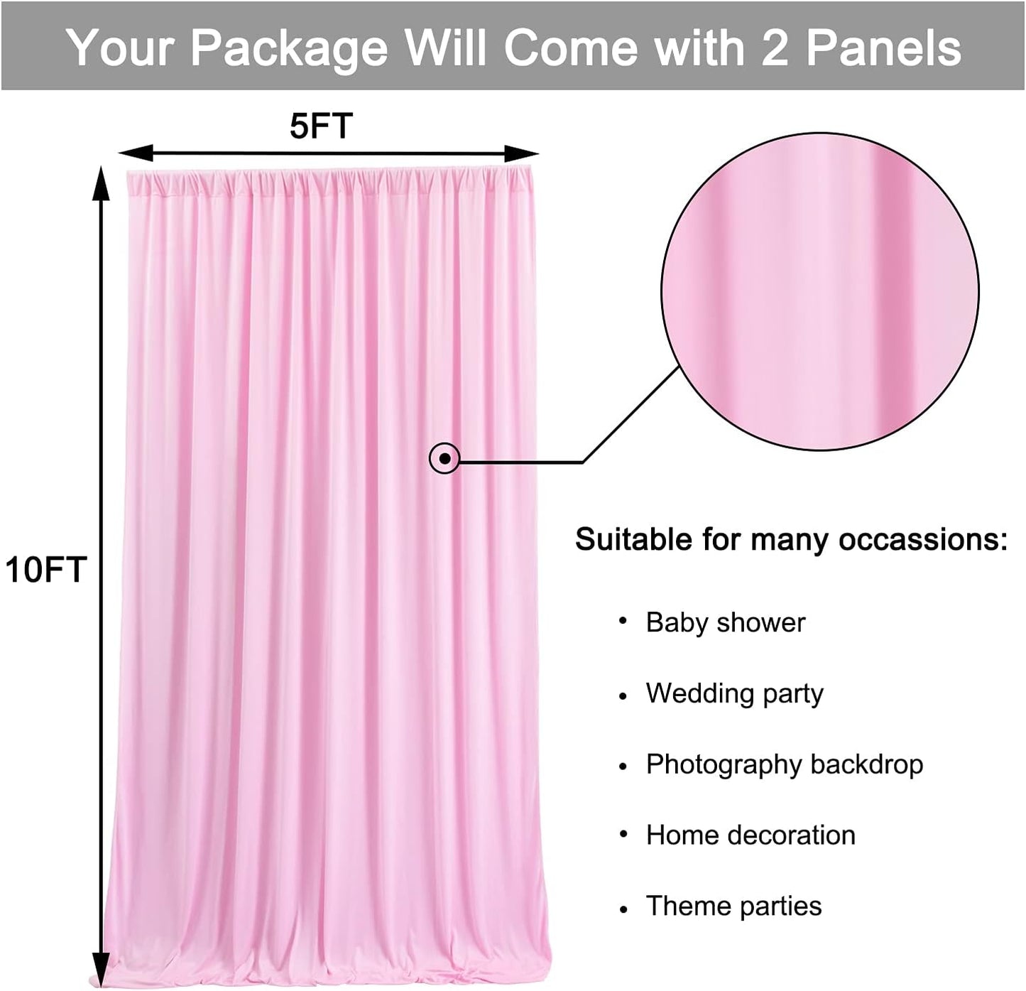 10 ft x 10 ft Pink Backdrop Curtains for Parties, Wrinkle Free Baby Pink Photography Backdrop Drapes for Wedding Grils Birthday Baby Shower Bridal Shower Party