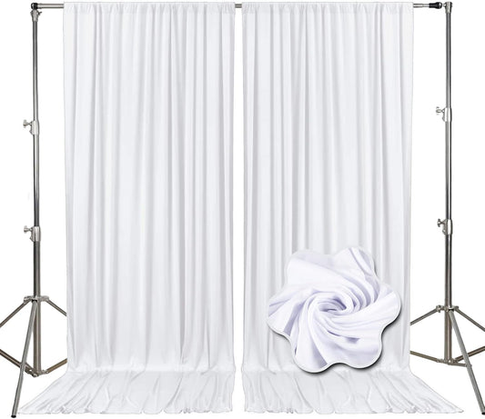 10ft x 10ft White Backdrop Curtains for Parties, Fabric Satin Background Curtain with Rod Pockets for Weddings, Birthday, Baby Shower, Photography, Graduation Party Backdrop Drapes, 2 Panels