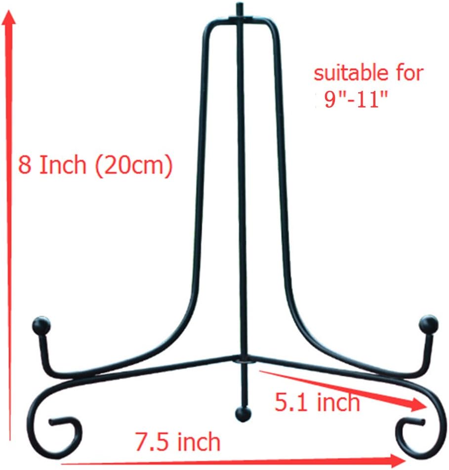 (2 pack)Iron Display Stand, Black Iron Easel Plate Display Photo Holder Stand, Displays Picture Frames, Cookbooks, Decorative Plates, Tablets and Art 8 Inch