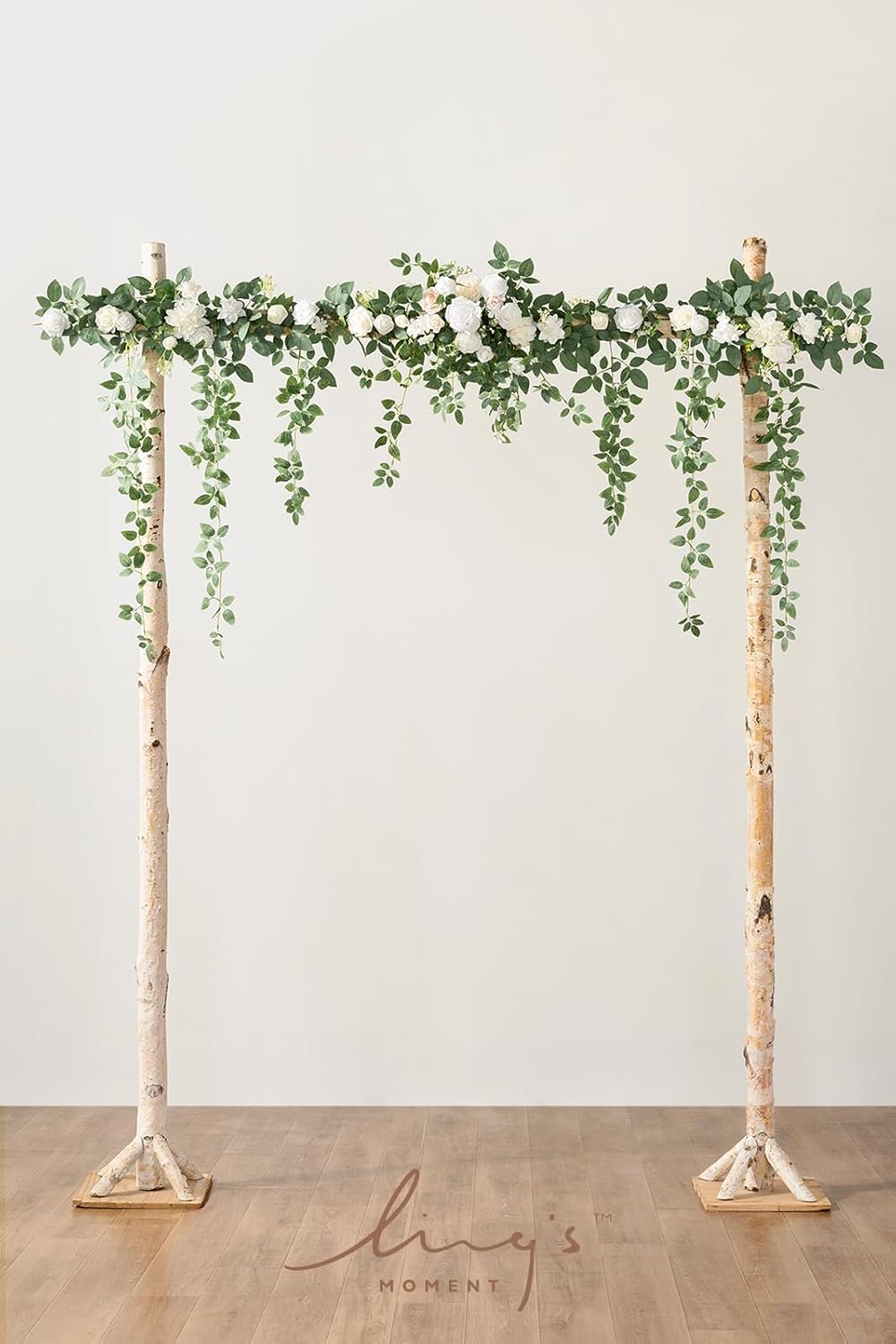 Ling's Moment 6.5FT Artificial Wedding Arch Flowers, Backdrop Floral Garland, White Sage Ceremony Reception Hanging Eucalyptus Rose Arbor Arrangement Outdoor Party Swag Home Decorations