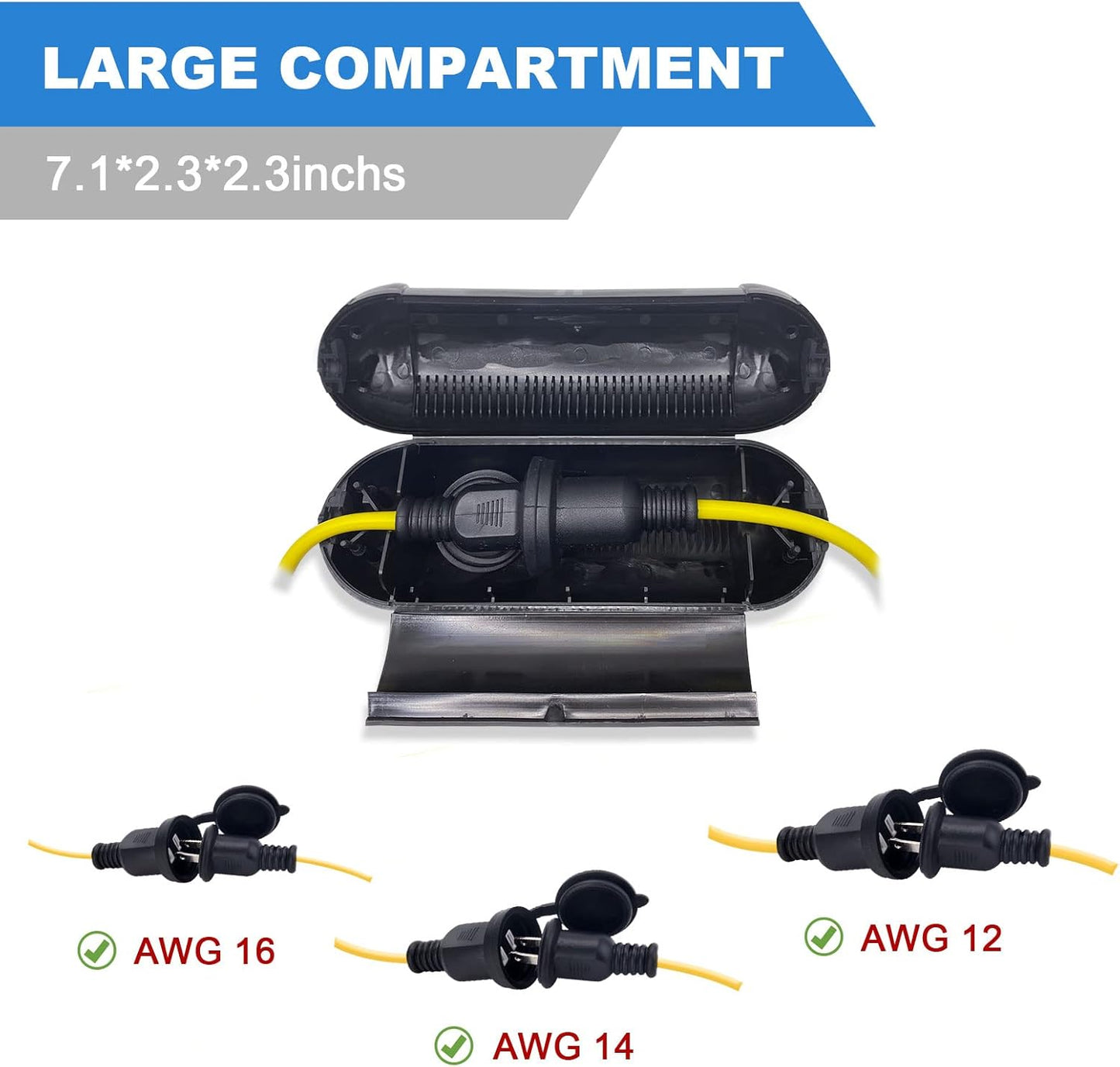 100FT Construction String Lights with Outdoor Extension Cord Safety Cover, 100W 11 Bulbs Work Lights, IP65 Waterproof, 8000LM 6500K Temporary Lighting for Workshop, Mine cave, Job Site