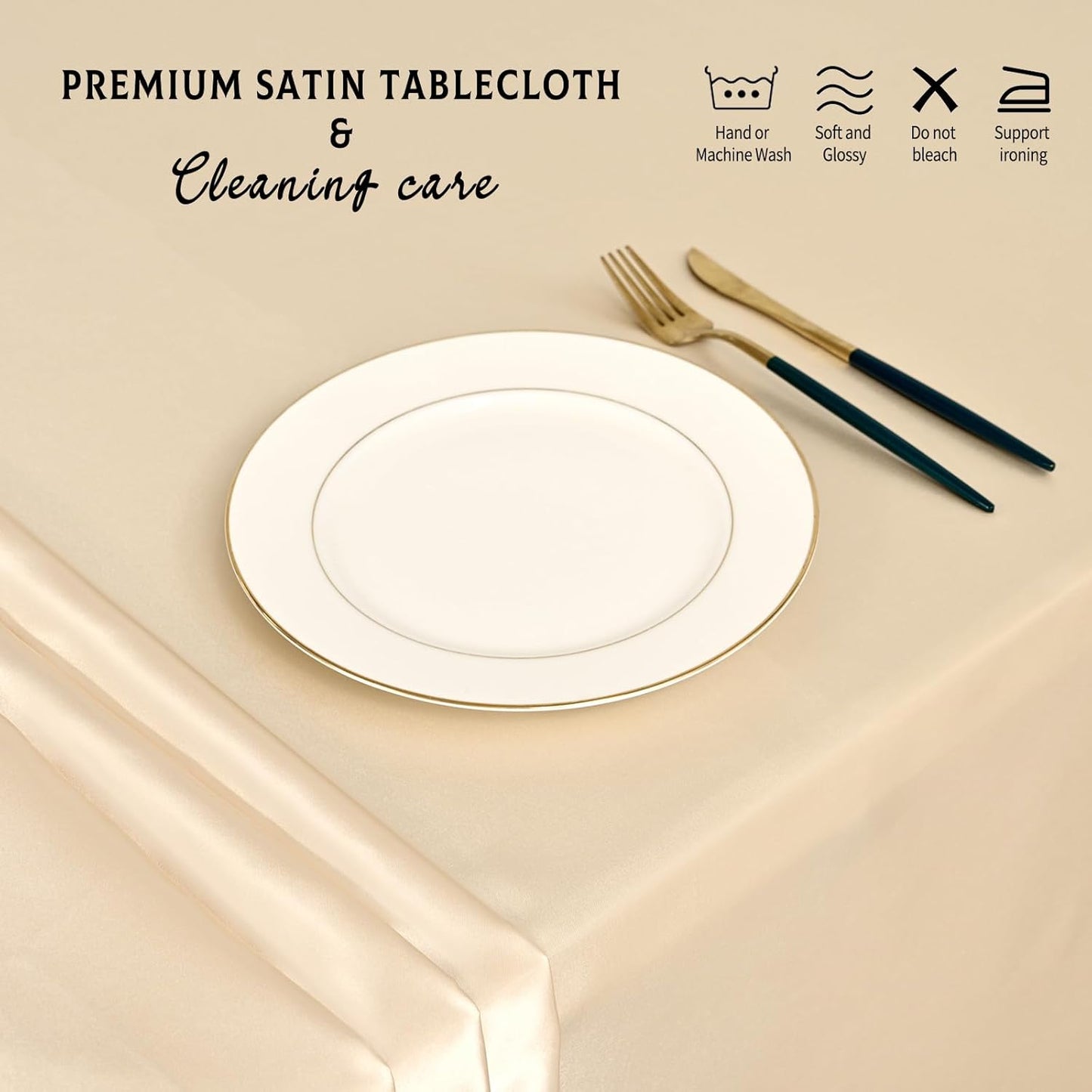 10 Packs Satin Tablecloth 57 x 108 Inch Champagne Rectangular Table Cloth Silk Tablecloth Smooth Fabric Overlay Satin Table Cover Decoration for Wedding Party Banquet Events