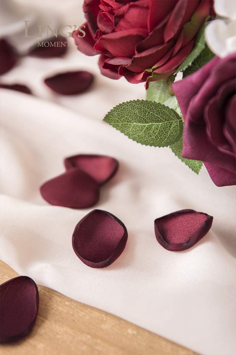 Ling's Moment 200pcs Rose Petals, Silk Flower Petals for Wedding/Aisle/Flower Girl Baskets/Table Centerpiece Décor,etc.Red Burgundy