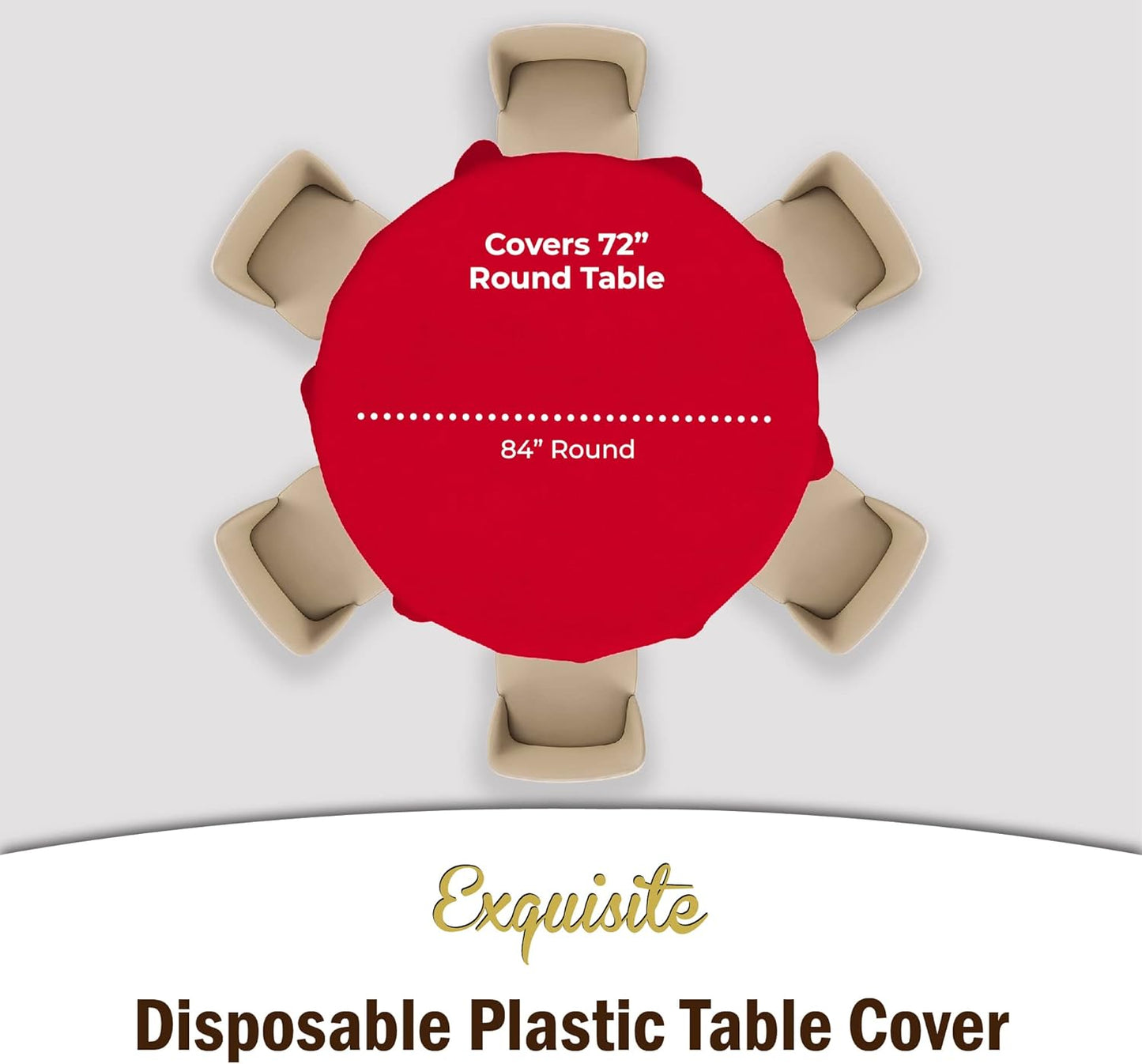 12-Pack Premium Plastic Tablecloth 84in. Round Table Cover - Red