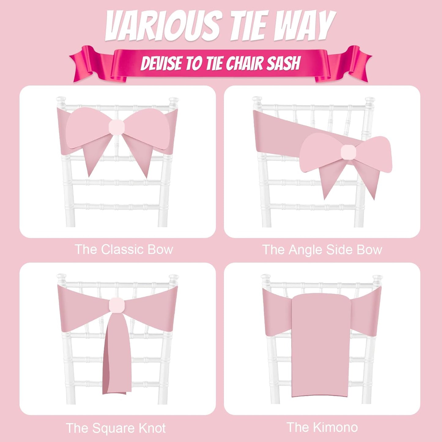 10 PCS Black Satin Chair Sashes Bows Universal Chair Ribbon Ties Back Sash for Wedding Party Reception Events Banquets Hotel Event Chair Cover Decoration (Champagne 7x108 inch)