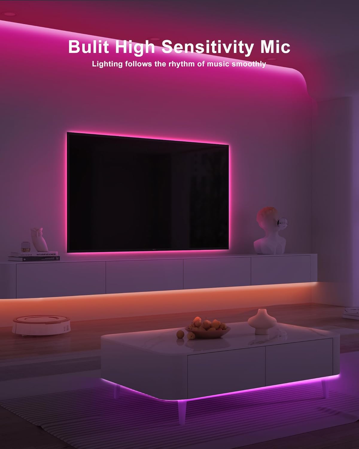 16.4ft Bluetooth RGB COB Led Strip Lights with Remote, Dimmable Smart App Led COB Light Strip, Color Changing Music Sync, Indoor RGB Led Lights for Bedroom, Home Decor, Party