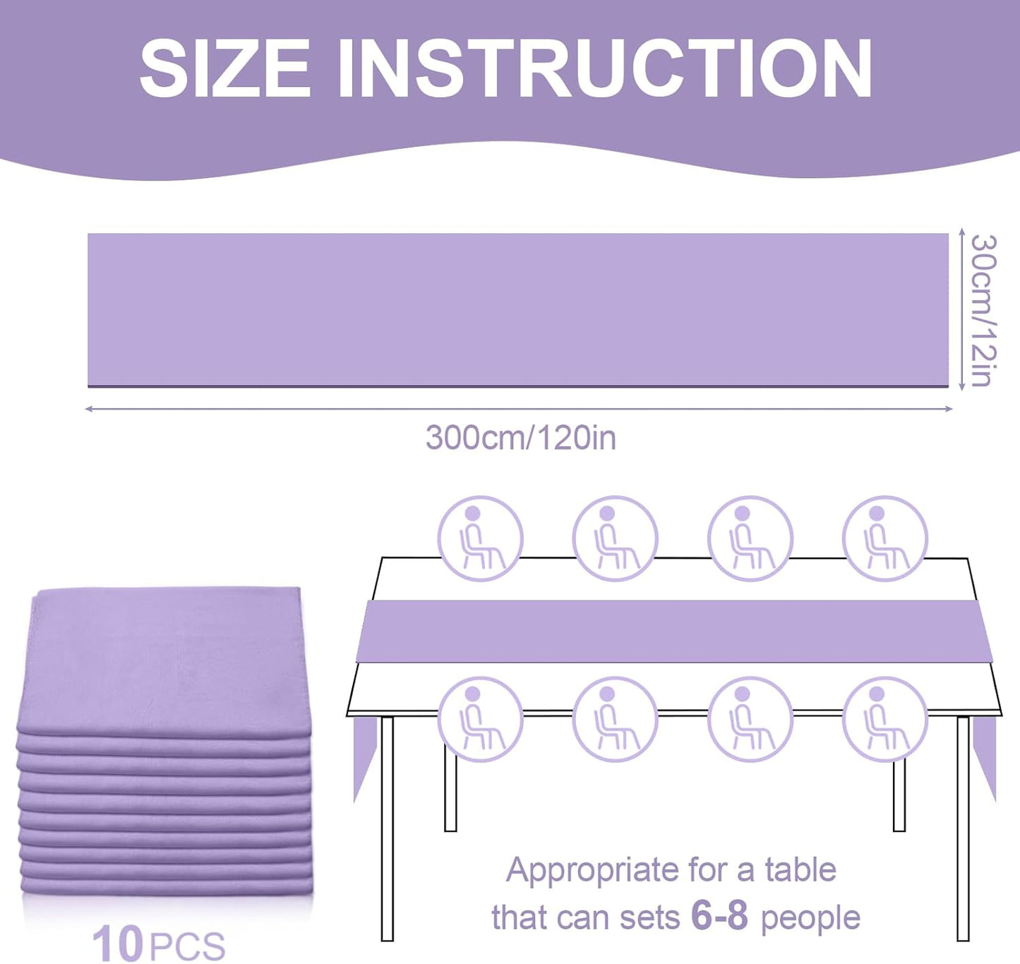 10 Pack 10ft Light Purple Chiffon Table Runners Wedding Table Runner Sheer Romantic Tulle Table Runner for Christmas Wedding Bridal Tea Party Baby Shower Birthday Party Table Decorations(120 x 12 in)