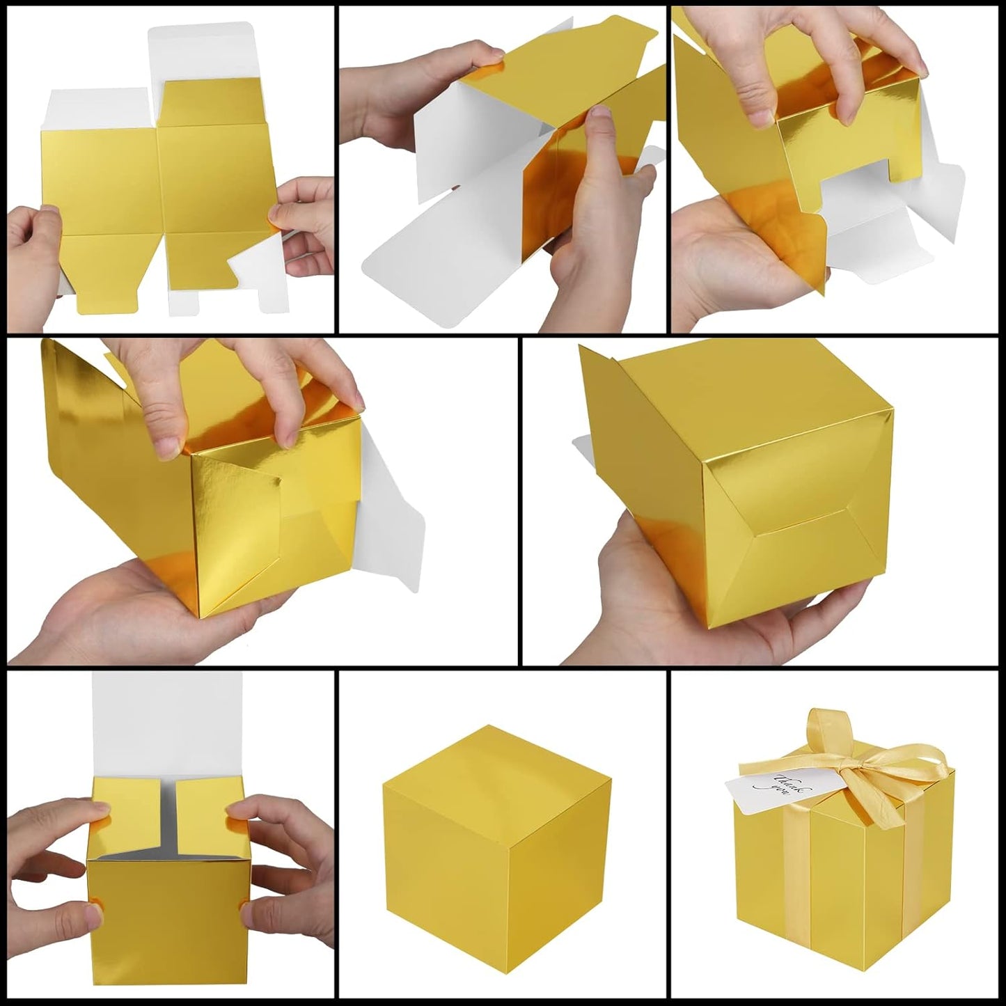100 Pack Small Gift Boxes, 2x2x2 Inches Favor Boxes Gold Paper Gift Boxes with Lids for Presents, Crafting, Cupcake Boxes, Gifts, Candy Boxes for Wedding Party Bridal Shower Baby Shower Favors