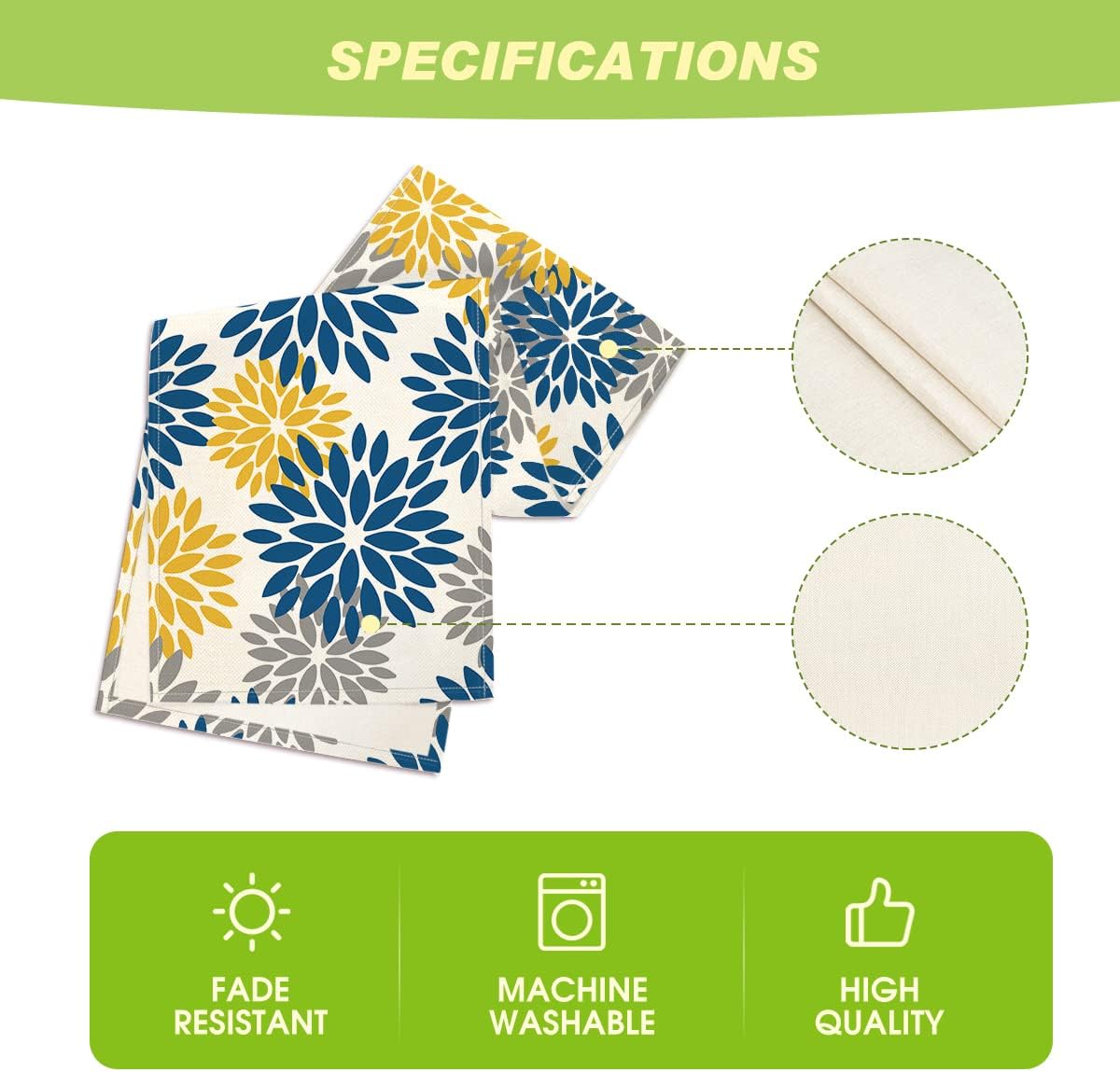 Artoid Mode Blue Dahlia Floral Pinnata Summer Table Runner, Spring Kitchen Dining Table Decoration for Home Party Decor 13x72 Inch