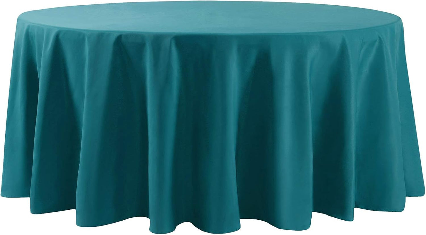 132 inch Round Tablecloth Washable Polyester Table Cloth Decorative Table Cover for Wedding Party Dining Banquet（132 inch,Teal）