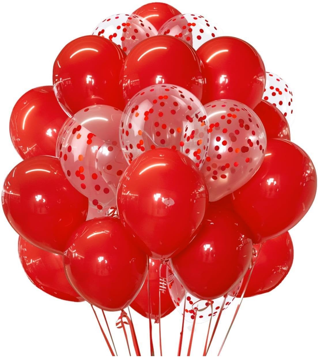 100 Pcs Red Balloons 12 inch and 10 Pcs Red confetti Suitable Balloon Total 110 for Wedding, Graduation, Birthday Balloon Party Decoration