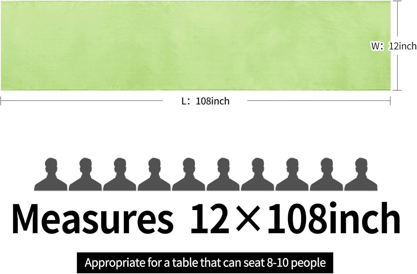 10-Pack Satin Table Runner Light Green 12 x 108 inches Long, Table Runners for Wedding, Birthday Parties, Banquets Decorations（10 Pack, 12x108 Inch, Light Green）