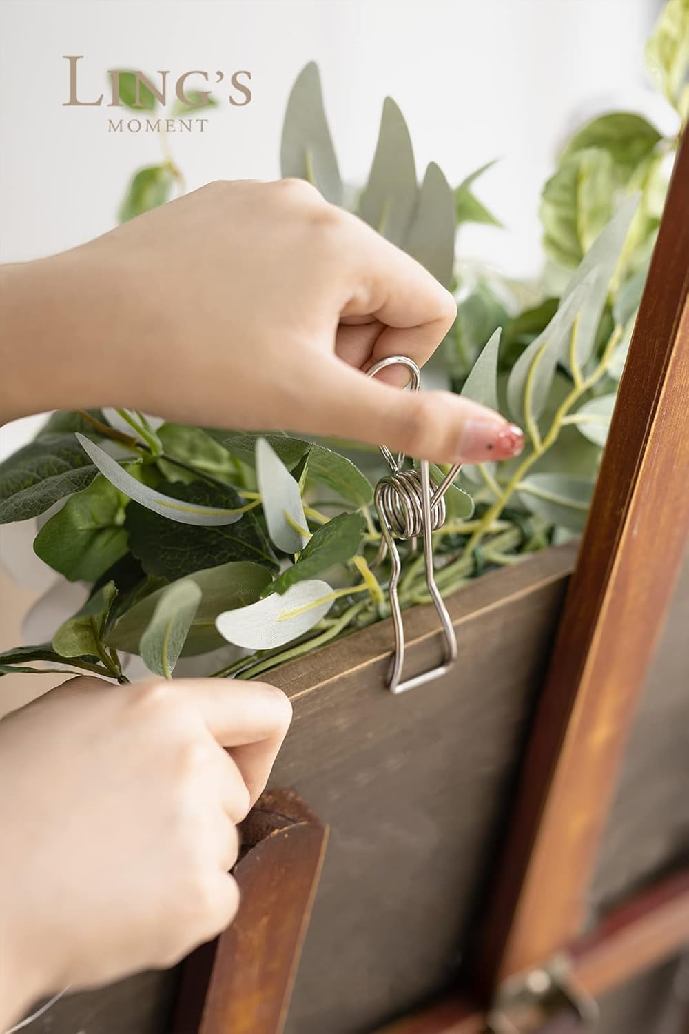 Ling's Moment Wedding Floral Swag Welcome Sign Artificial Flowers Backdrop Garland White Sage Green for Ceremony Reception Door Wall Easel Home Decorations Entryway Faux Outdoor Board Head Table Decor