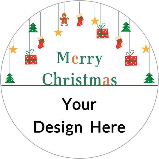 100-1000pcs Custom Stickers Merry Christmas Stickers Personalized Labels Adhesive Xmas Decorative Envelope Seals Stickers for Cards Gift Boxes (Round-6)