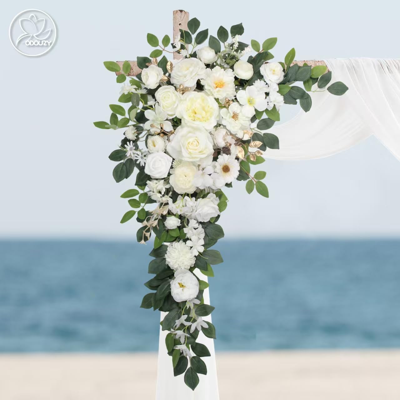 Wedding Arch Flowers,Artificial Flower Arch Decor,2pcs Artificial Flower Arrangement for Wedding Decor Reception Backdrop Floral Decorations (White)