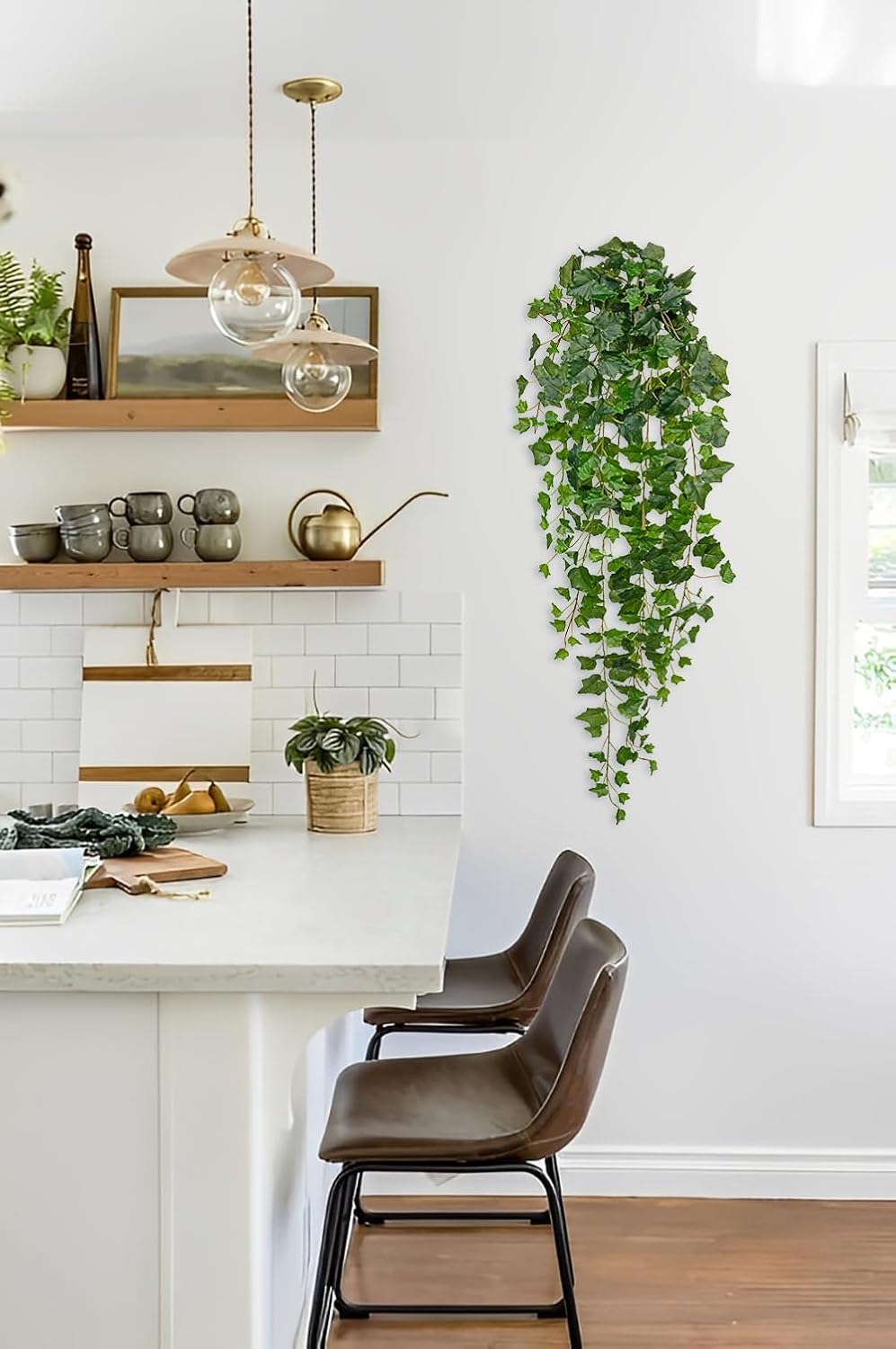 Hollyone Artificial Hanging Plants Wall Potted 47.2" Fake Ivy Vine Faux Ivy Leaves Hanging Greenery Plants for Wall Home Indoors Outdoors Garden Patio Decor