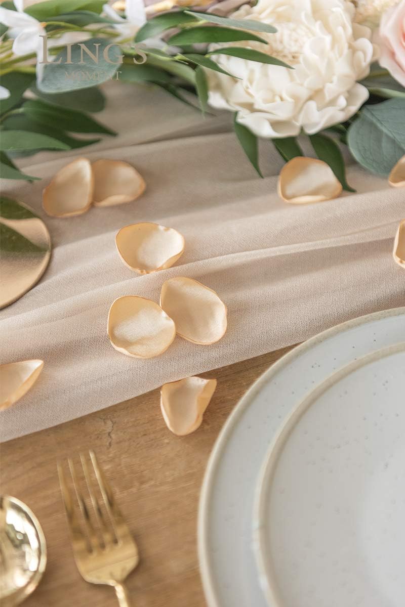 Ling's Moment Rose Petals, Silk Flower Petals for Wedding/Aisle/Flower Girl Baskets/Table Centerpiece Décor,etc.Champagne Rose Gold 200pcs