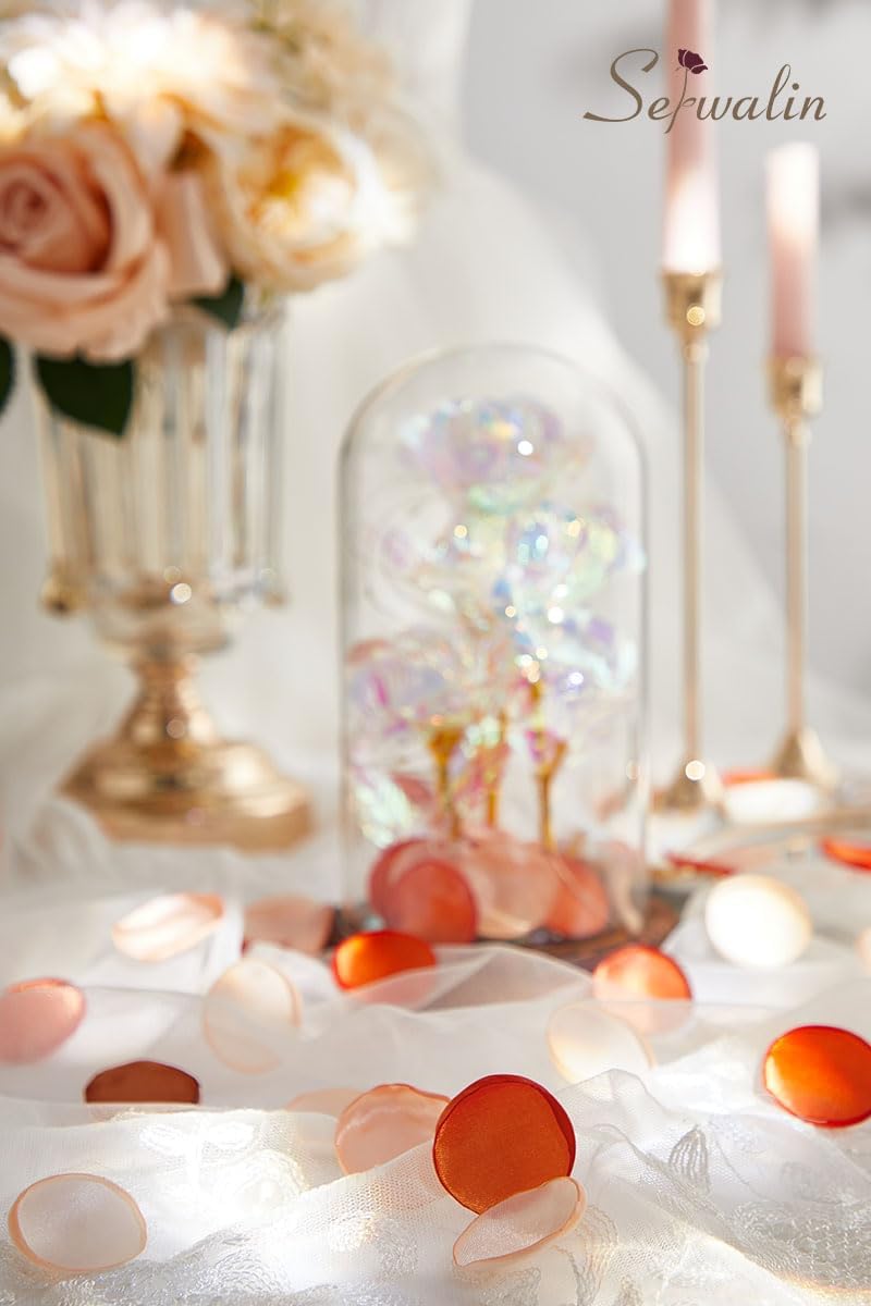 Serwalin 300Pcs Silk Rose Petals Artificial Flower Petals for Weddings Fake Rose Orange Petals Proposal for Wedding Basket Aisle Runner Bridal Shower (4 Color Mixes)