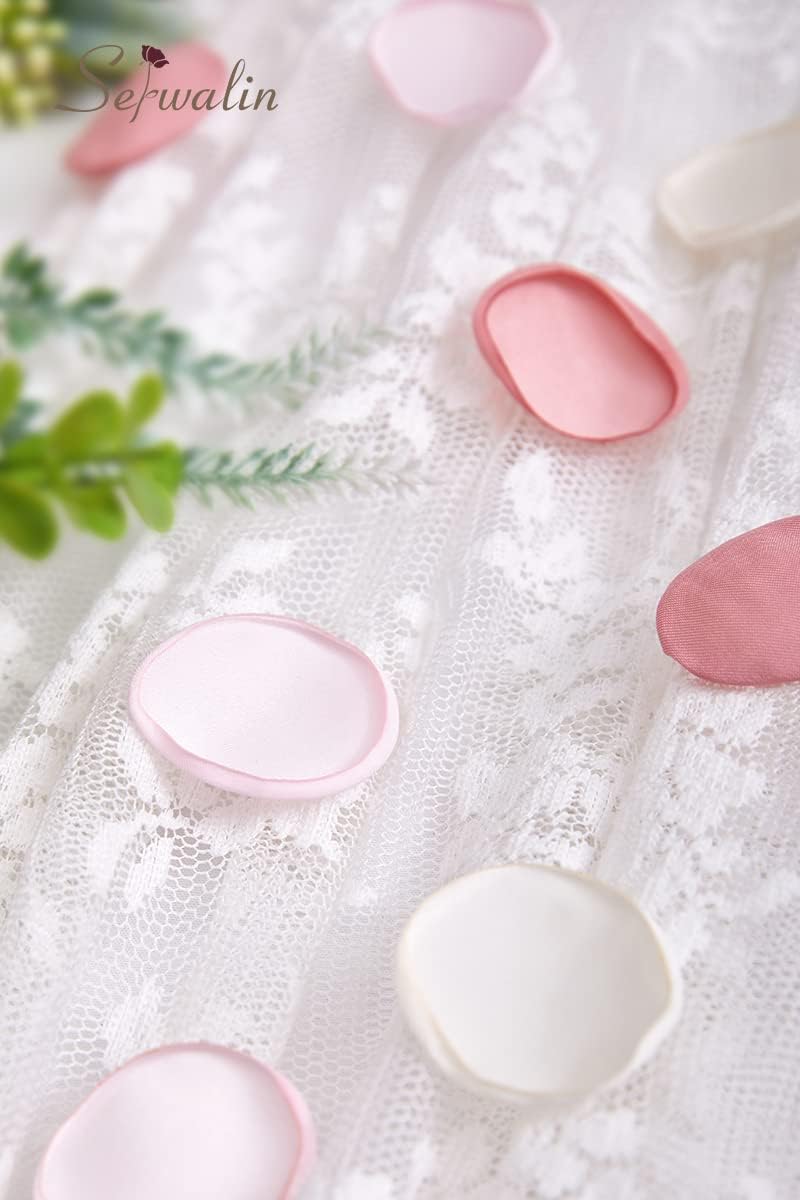 Serwalin 300Pcs Silk Rose Petals Flower Petals for Weddings Blush Pink Petals Fake Petals for Proposal Aisle Flower Girl Basket Bridal Shower Table Decor (3 Color Mixes)
