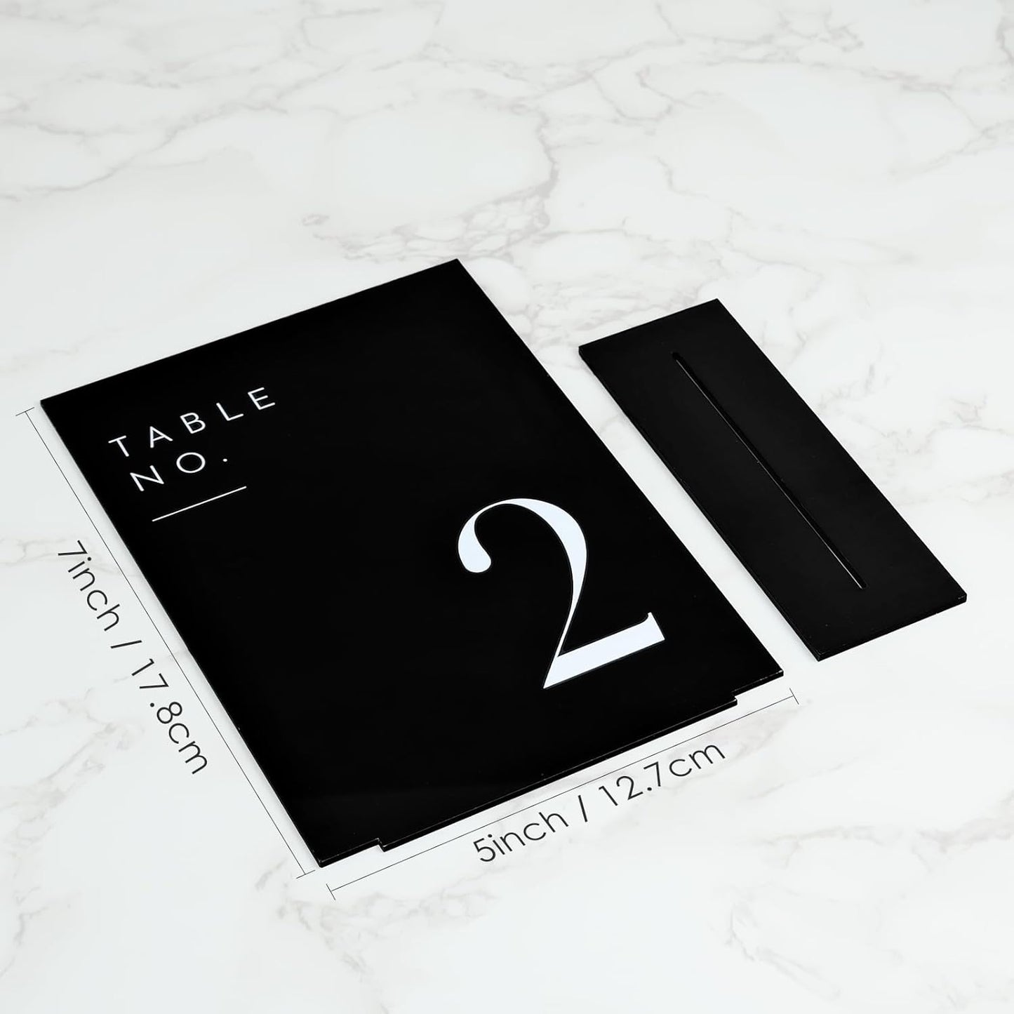 JINMURY Black Wedding Table Numbers 1-20 with Stands, 5"x7" Black Acrylic Table Numbers with White Font, Perfect for Wedding Party Reception(1-20, 5"x7")