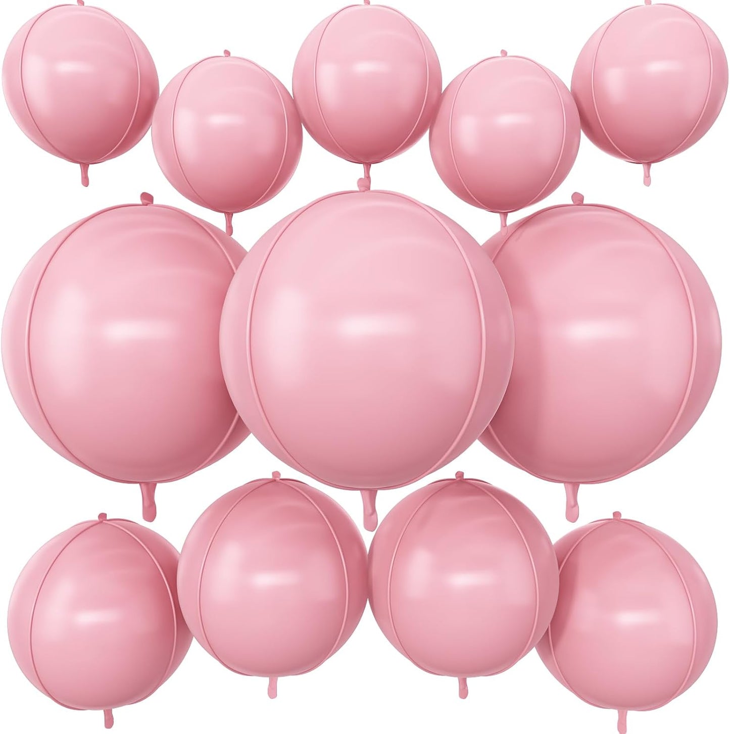 12Pcs Baby Pink Round Foil Balloons, 22" 15" 10" 4D Helium Light Pink Mylar Balloon, Pastel Pink Foil Balloon for Princess Birthday Baby Shower Wedding Anniversary Valentine's Day Party Decoration