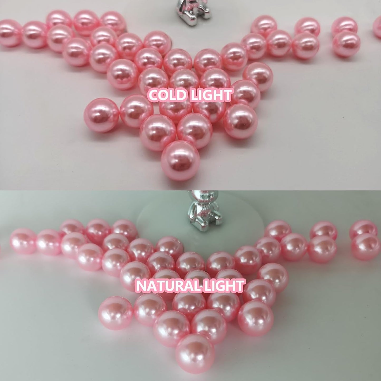 100PCS Pink Faux Pearls Beads for Centerpiece Vases, Vase Filler Faux Pearls, No Holes Filler Beads for Party Anniversary Valentine's Day Wedding Table Decor, 14/20/30mm