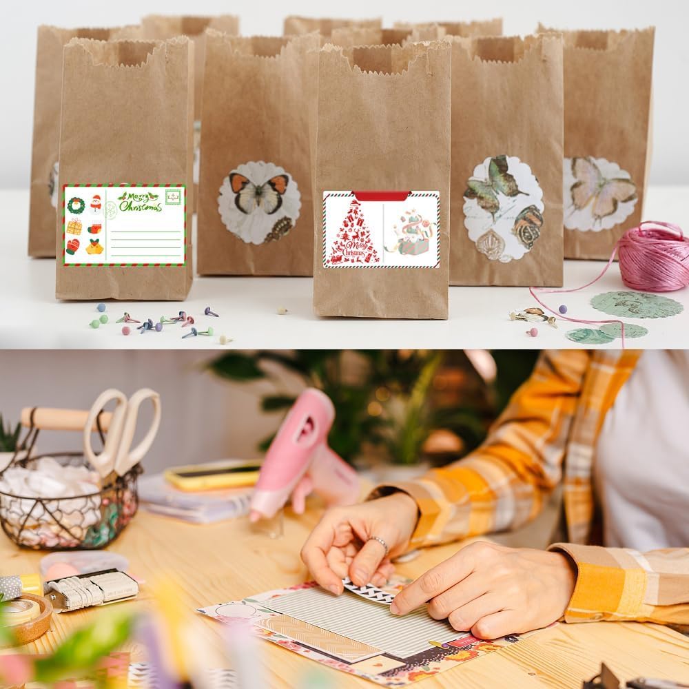 100-1000pcs Custom Stickers Merry Christmas Stickers Personalized Labels Adhesive Xmas Decorative Envelope Seals Stickers for Cards Gift Boxes(VSquare-12)