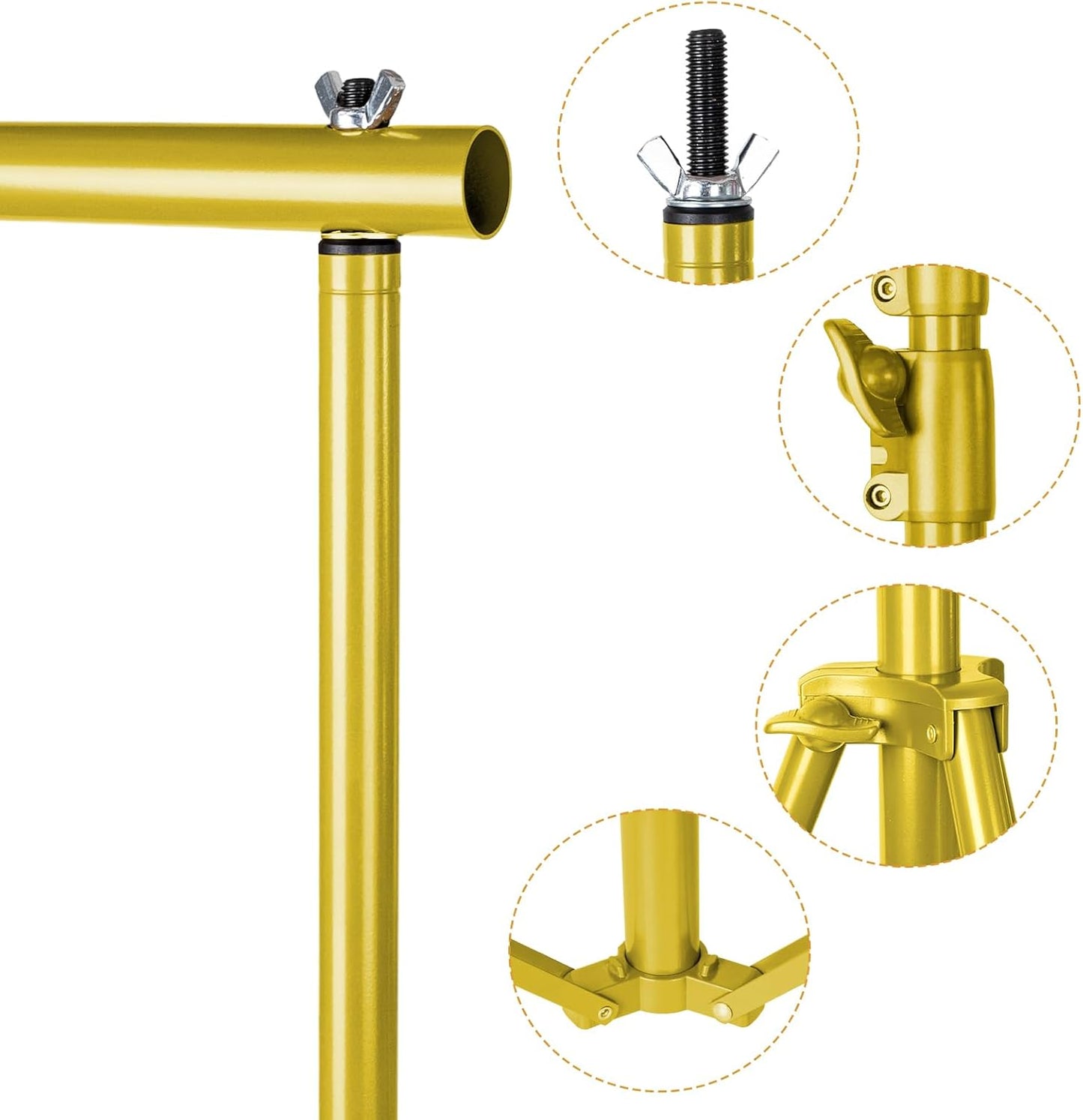 10x10Ft Photography Backdrop Stand - Titanium Gold, Adjustable Backdrop Stand for Parties, Photo Back Drop Stand, Background Support Stand with Carry Bag,Clamp.