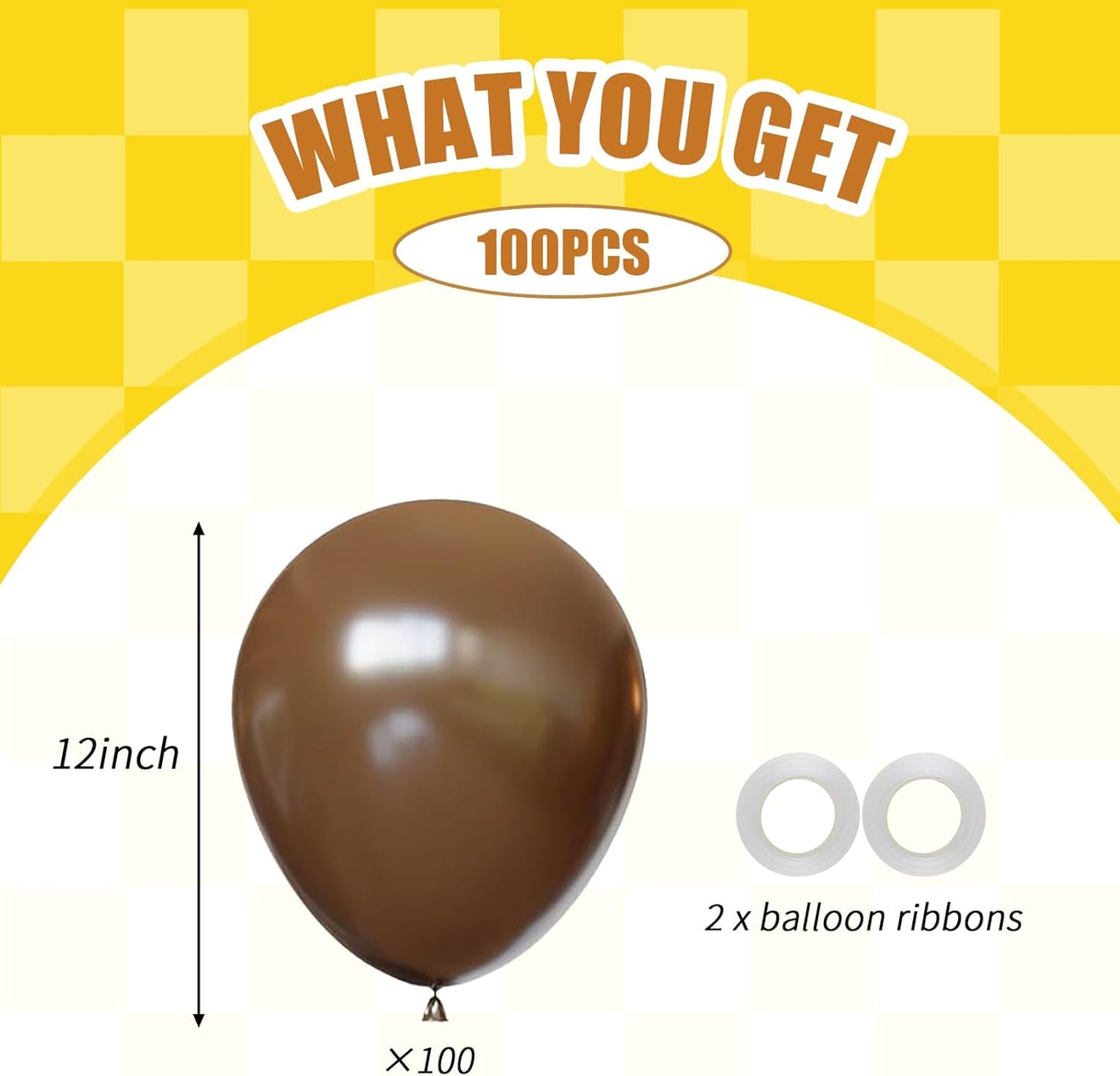 100pcs Dark Brown Balloons 12inch Neutral Brown Party Latex Balloons for Birthday Bear Baby Shower Boho Wedding Party Decoration (with 66ft Ribbon)