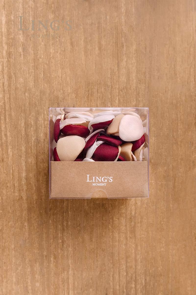 Ling's moment Rose Petals, Silk Flower Petals for Wedding/Aisle/Flower Girl Baskets/Table Centerpiece Décor,etc.Burgundy Gold White 200pcs