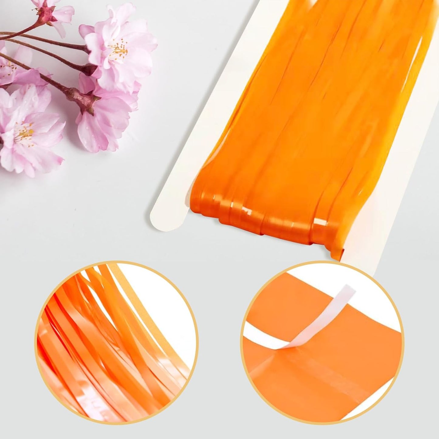 10 Pack Orange Foil Curtain Backdrop 3.2ft x 8.2ft Macaron Tinsel Foil Fringe Curtains Streamer Photo Booth Backdrop for Birthday Party Baby Shower Engagement Wedding Holiday Decor (Macaron Orange)