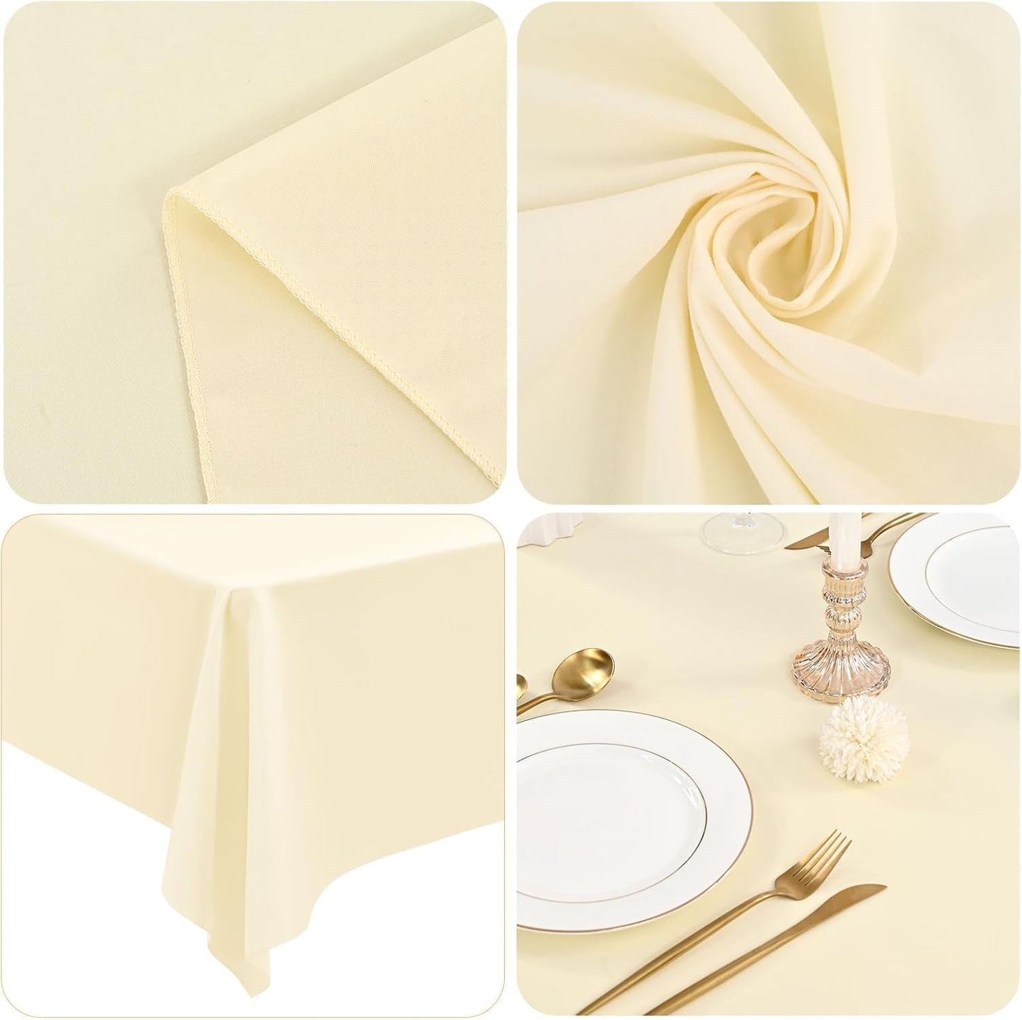 12 Pack 60 x 102 Inch Rectangle Tablecloth, Beige Tablecloth for 6 Feet Rectangle Tables, Stain and Wrinkle Resistant Washable Fabric Table Cloth for Wedding Dining Table Buffet Parties Camping