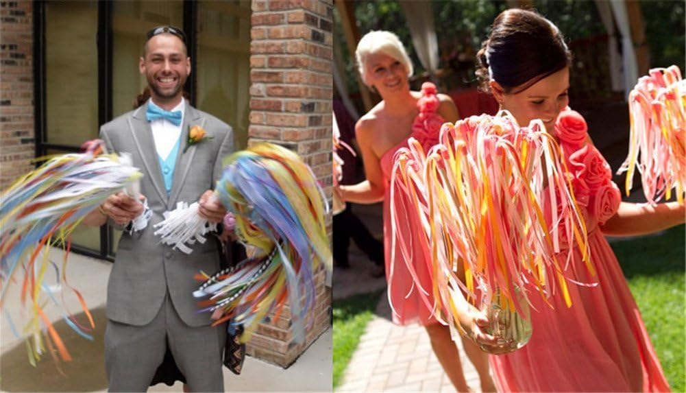 100PCS Ribbon Stick Wands Wedding Streamers with Silk Fairy Stick Wand for Wedding Party Baby Shower Send Off Party Activities Holiday Celebration Favors (Royal Blue-100PCS)